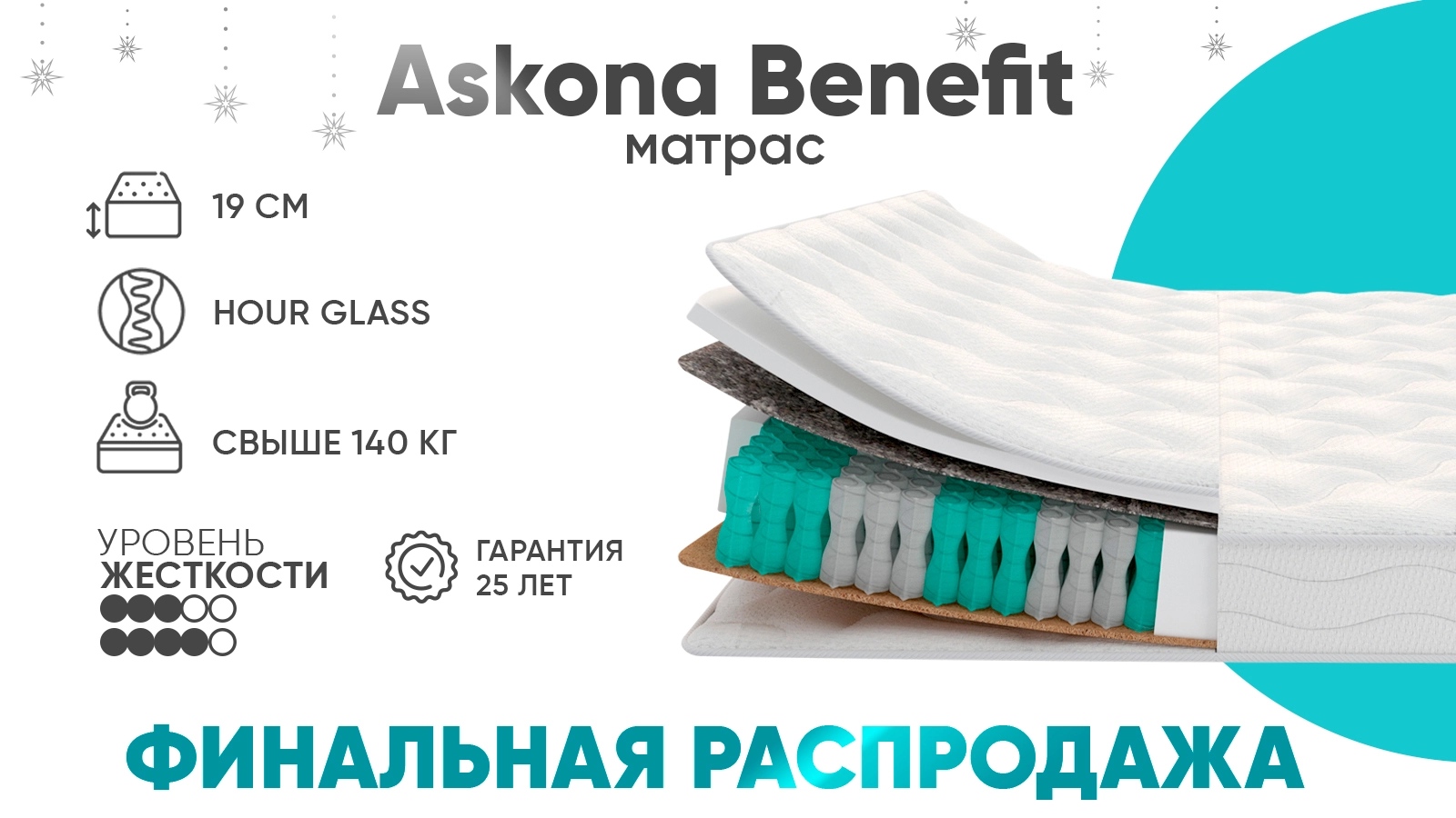 Матрас Askona Benefit Askona изображение товара - 1 - большое изображение